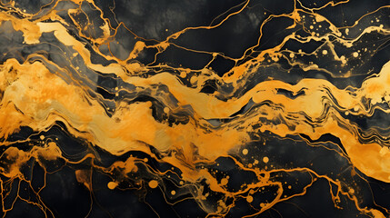  Marbleized effect. Natural Luxury. Liquid marble pattern with golden powder. Ancient oriental drawing technique marble Texture. Generative AI.
