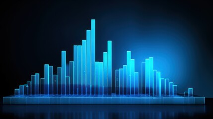 Poster - Digital blue bar chart with growing business concept.