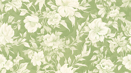 Wall Mural - Green vintage floral pattern background seamless