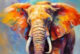 Fototapeta Zwierzęta - The painted elephant in oil on canvas. Contemporary painting. Textured paint strokes, Generative AI 