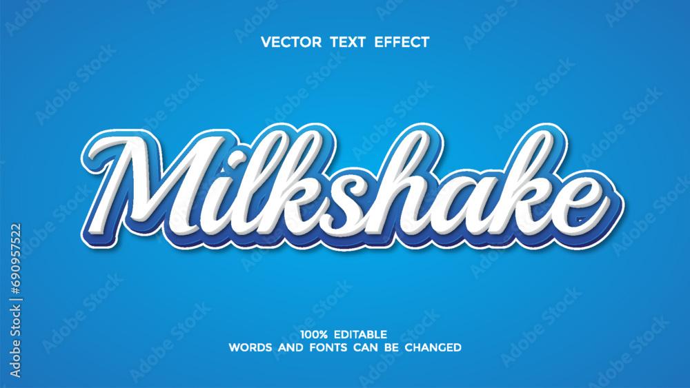 milkshake editable 3d text effect Stock Vector | Adobe Stock