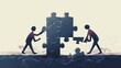 © Kavita Crafts - Schematic of two workers pushing puzzles towards each other, Generative AI