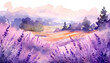 © Vitaly Art - Watercolor illustration of a field with wild lavender.