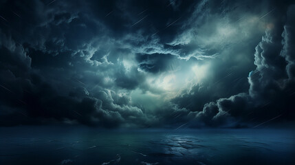 Wall Mural - beautiful and mysterious looking dark clouds, over the sea, ocean background