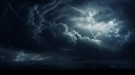 Wall Mural - beautiful and mysterious looking dark clouds, lighting striking light, background