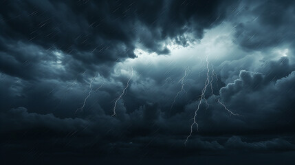Wall Mural - mysterious stormy clouds with lightning striking out of them in the beautiful night sky, background