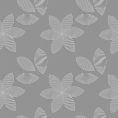 Canvas Print - Seamless pattern, abstract contour leaves on a white background. Print, background, textile, wallpaper, vector