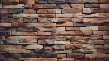 Wall Mural - stone wall texture, natural beige brown brick. Generative AI.