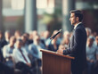 A Person's First Public Speaking Event At A Podium