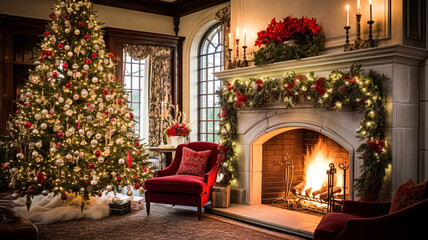 Wall Mural - Christmas at the manor, English countryside decoration and interior decor