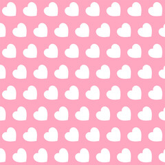 Wall Mural - Heart seamless pattern.White heart repeat pattern isolated on pink background.Valentine love symbol background wallpaper vector graphic.