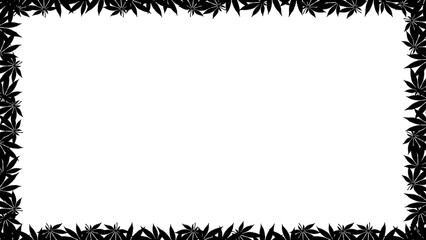 Wall Mural - Cannabis leaves illustration frame on transparent background. Marijuana leaf clip art design template blank. Cannabis leaf art