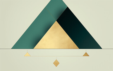 Canvas Print - piramide abstrato geométrico dourado com verde 