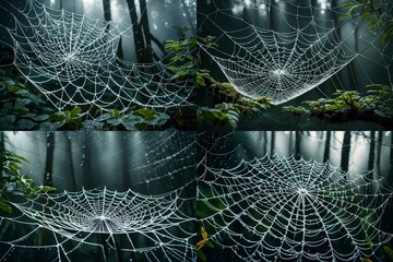 spider web with dew drops