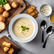© Deepak - Creamy soup with croutons and cheese