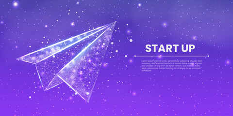Wall Mural - polygonal paper plane. business startup, innovation, growth, travel, way forward freedom concept. wi