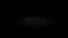 February 20 3D Title Metal Text On Black Alpha Channel Background