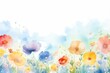 Leinwandbild Motiv Watercolor illustration of a abstract spring flowers background with a copy space. AI generative