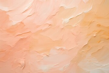  The texture of oil paint from a brush on canvas, the color peach fuzz, textured background.