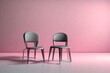 3d,steel chair,colour is gray,outstanding view,background is pink.