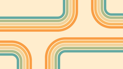 Wall Mural - abstract background of rainbow groovy wavy line design in 1970s hippie retro style. vector pattern r