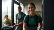 © Studio Nova - Smiling woman in a cleaning service uniform with colleagues in the background, indicating a professional cleaning team at work.