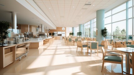 Leinwandbilder - A restaurant inside a modern hospital. Generative AI.