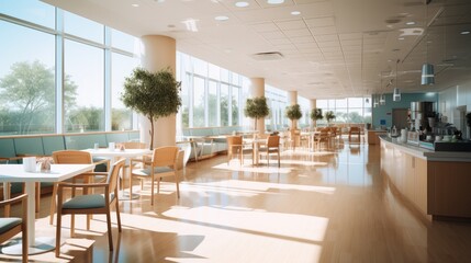 Poster - A restaurant inside a modern hospital. Generative AI.