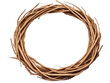Dry brown empty rattan wreath isolated on transparent background