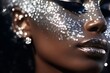 Woman face covered with beautiful diamonds