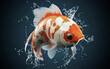 a picture of a koi fish, close-up, poster, cinematic, painting, wildlife photography, generative ai