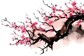  color sakura branch on background