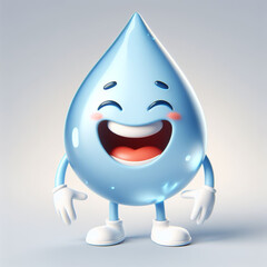 Wall Mural - Water drop cartoon laughing out loud. World Water Day. AI generated