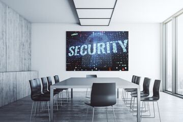 Aufkleber - Cyber security creative concept on presentation screen in a modern conference room. 3D Rendering