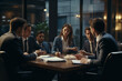 © N. W. - Corporate business team and manager in a meeting in the office