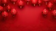 © sambath - Red lantern hanging high, in the red simple Chinese pattern background, simple and beautiful,hd