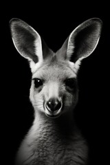 Wall Mural - High resolution HD photo portrait of a kangaroo, black background, detailed, generative AI	