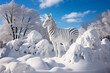 Zebra made out of snow. Ai generative art