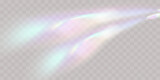 Fototapeta  - A set of colourful vector lens, crystal rainbow  light  and  flare transparent effects.Overlay for backgrounds.Triangular prism 