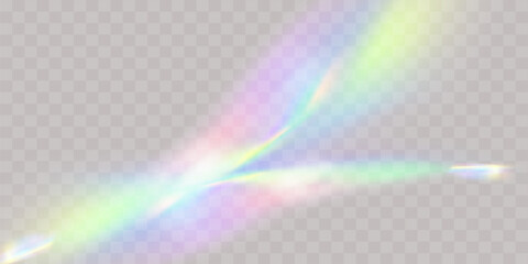 a set of colourful vector lens, crystal rainbow light and flare transparent effects.overlay for back