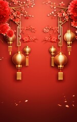 China's national day background picture, red background, two gold lanterns decorated, gold brilliance, paper-cut style --ar 10:16 --style raw --v 5.2 Job ID: d548e45a-5176-4d66-b5da-93e3a11705ca