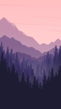 Pine Forest Mountain Scenery Illustration Looping Animation
