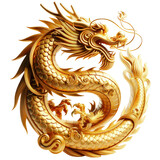 Chinese New Year Gold Dragon Celebration,Zodiac 3D illustration of a gold dragon celebrating Chinese New Year, isolated on a transparent background.
