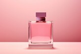 Fototapeta  - Pink blank perfume glass bottle mockup design. Cosmetic product image. 