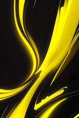 Yellow and black waves abstract background, vertical composition