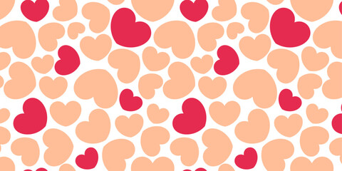 Leinwandbilder - Love heart seamless pattern illustration. Trendy hand-drawn doodle seamless pattern with hearts. Valentine's day holiday backdrop texture. Valentine's day pattern on white background.