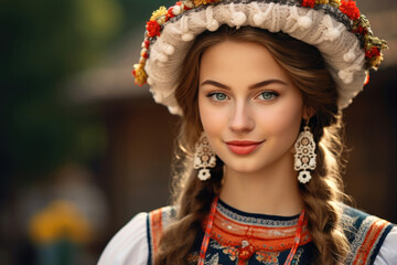 Wall Mural - Cute young beautiful Dutch woman in national costume