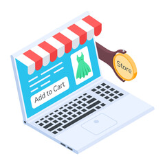 Sticker - Customizable isometric icon of buy online 