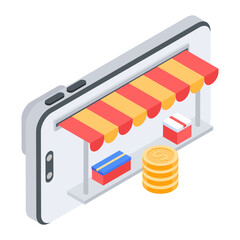 Sticker - Customizable isometric icon of buy online 