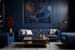 A deep, matte navy blue epoxy wall texture for a classic, elegant look